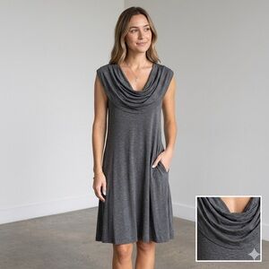 Soft Surroundings Gray Sleeveless Cowl Neck Pocket Dress (Size S)